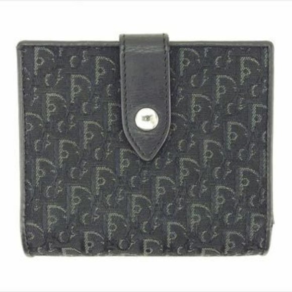 Authentic Dior Wallet Purse Folding wallet Trotter Black Woman unisex - Picture 1 of 7